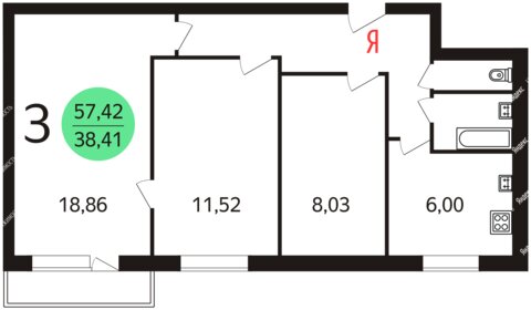 Квартира 58 м², 3-комнатная - изображение 5