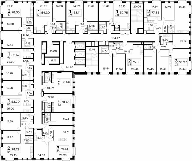 78,4 м², 2-комнатные апартаменты 47 130 000 ₽ - изображение 23