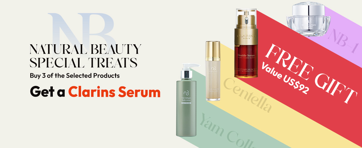 Enjoy a Clarins product for FREE when you choose 3 designated "Natural Beauty" products from Strawberrynet! 