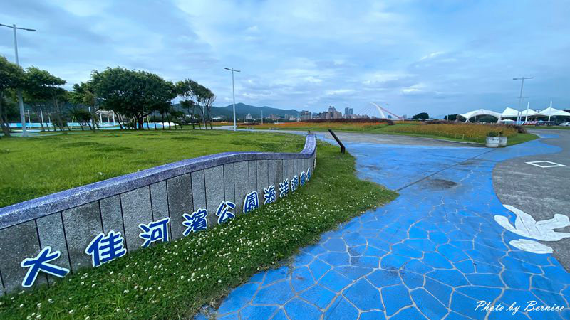 大佳河濱公園超大範圍花海~百日草、黃波斯菊、紫背狼尾草與造景將公園妝點更多彩 @Bernice的隨手筆記