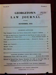 Georgetown Law 1921 cover