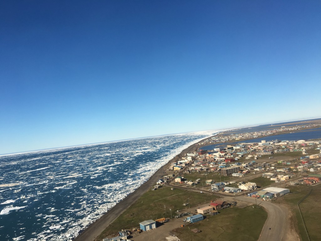 Taking off from the Wiley Post-Will Rogers Memorial Airport provides a view of Barrow and the neighboring Chukchi Sea, at 71° N latitude. Credit: NASA/Kate Ramsayer