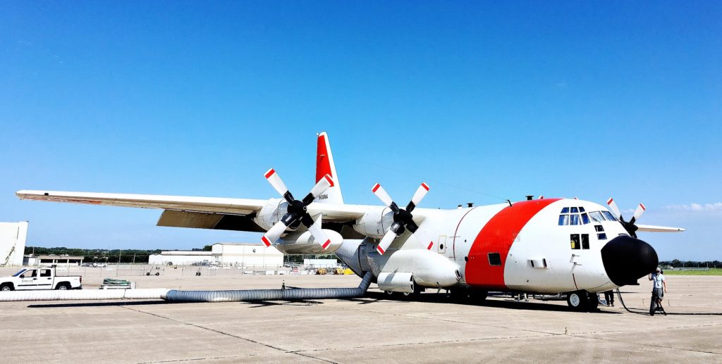 The C-130 sits on the tarmac before takeoff. Credit: NASA/Joe Atkinson