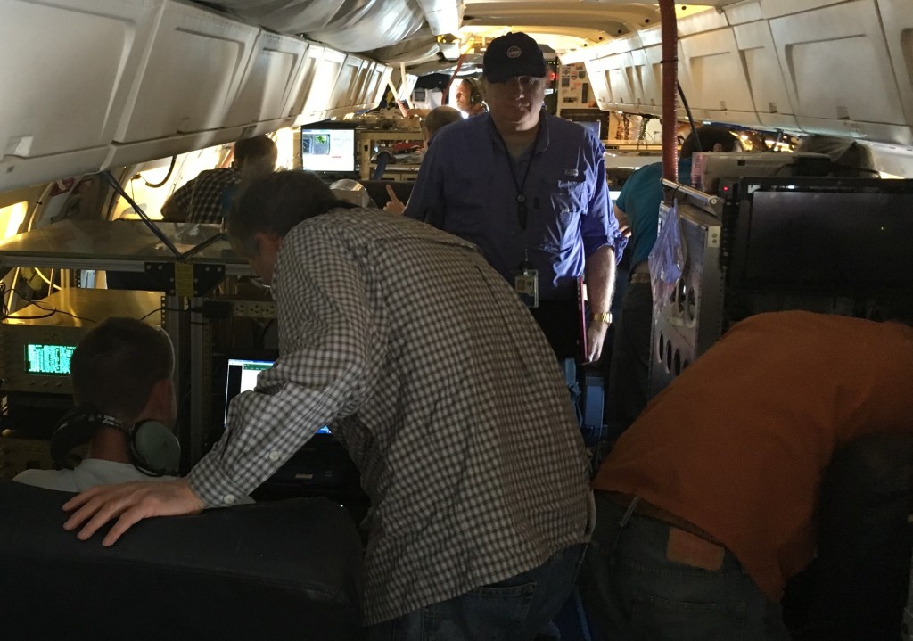 Space can be tight on board the DC-8 during an ATom flight. Credit: NASA/Samson Reiny