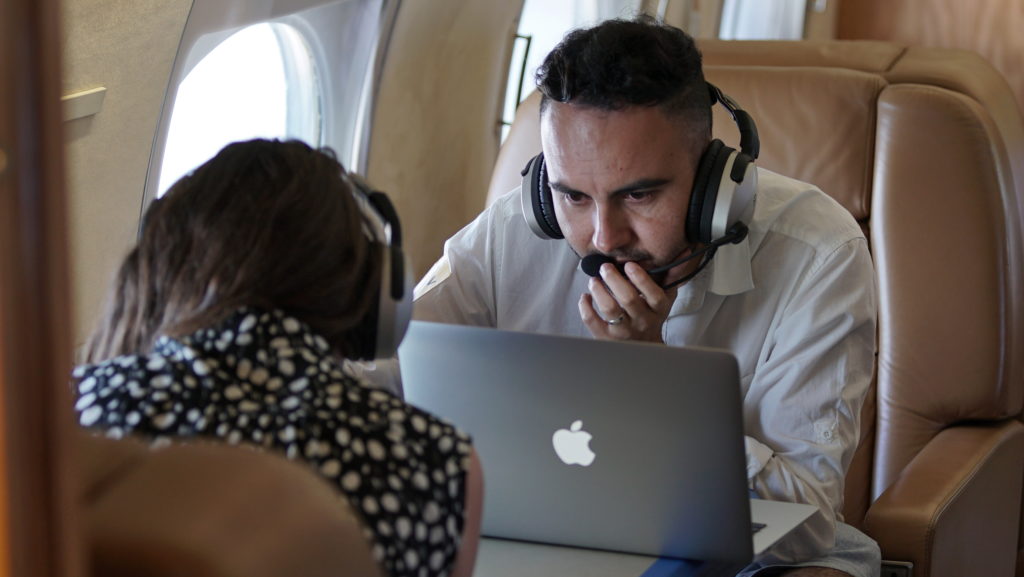 Engineer on board an aircraft.