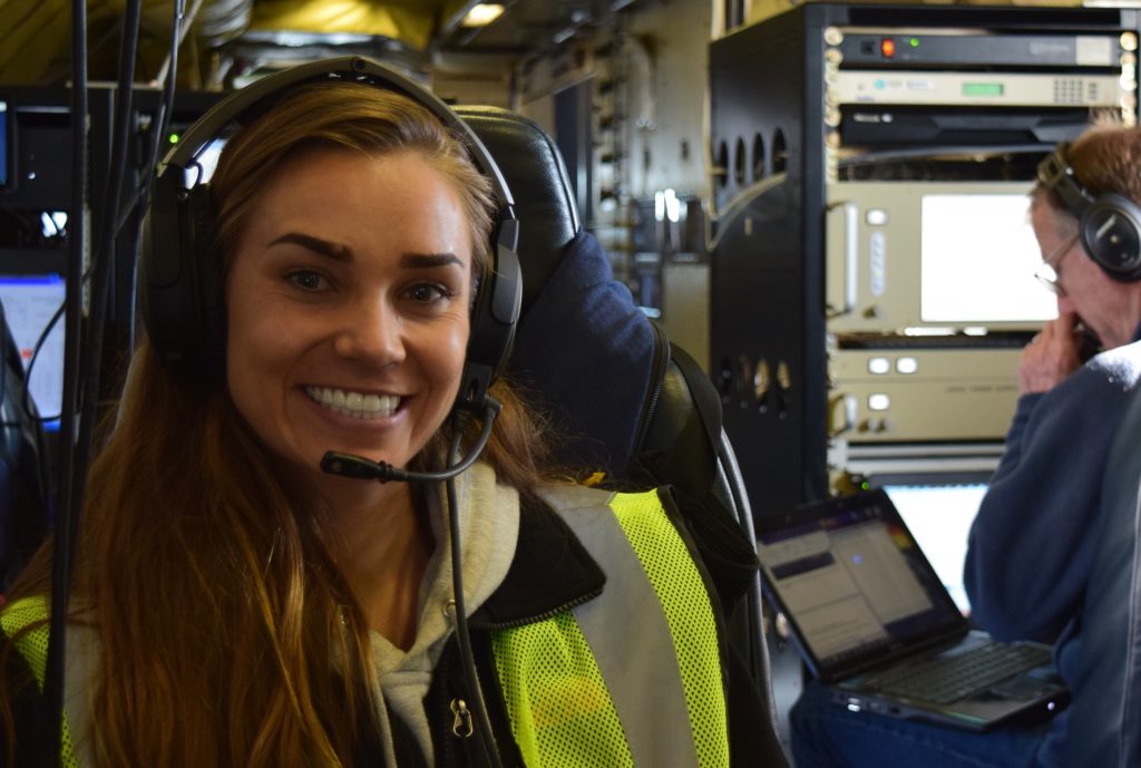  For Sabrina Cochrane of the University of Colorado Boulder, this is her first research flight. Credit: NASA/Jane Peterson