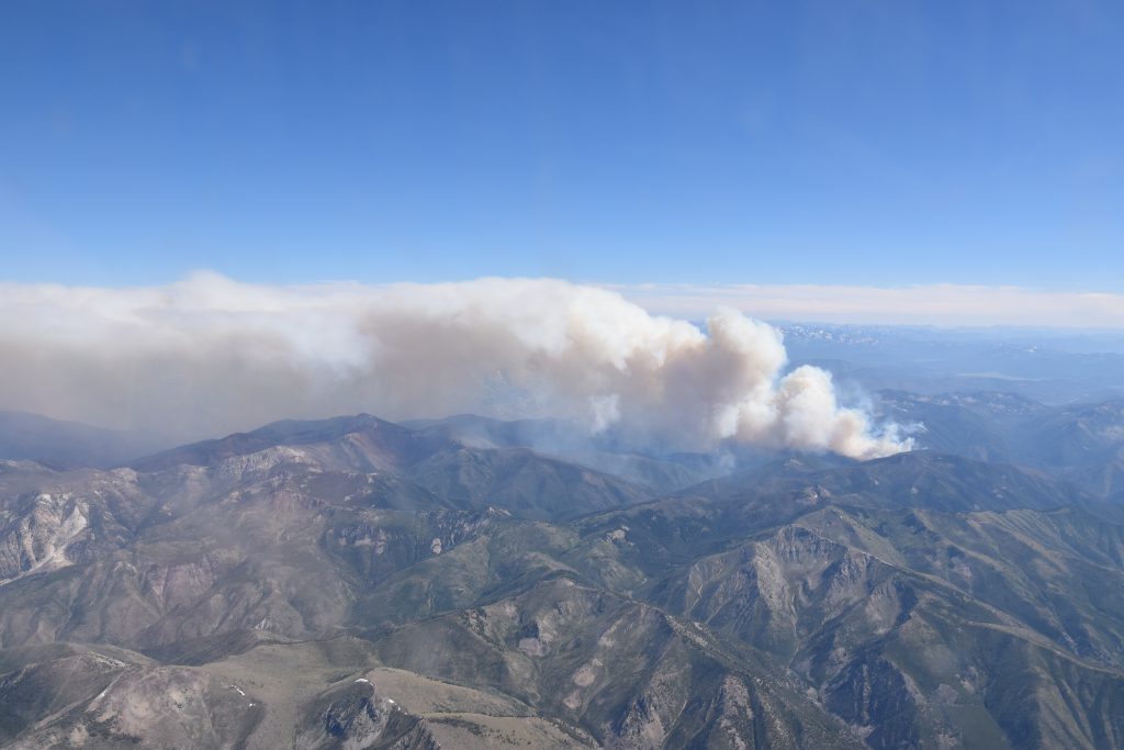 The Shady Fire smoke plume seen from the DC-8 on Thursday, July 25. Credit: Bernadett Weinzierl, University of Vienna