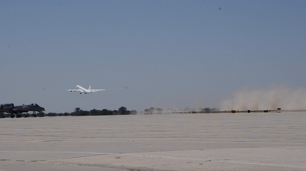 The DC-8 takes off from Boise, Idaho, for a science flight on July 25, 2019. Credit: NASA 