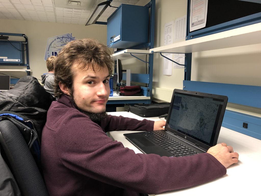 Ben Kiel in the IMPACTS Mission Ops Center at Wallops Flight Facility. Credit: NASA