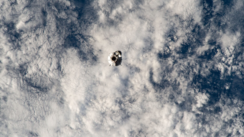  The SpaceX Dragon Endeavour spacecraft, with the Crew-8 quartet aboard, is pictured approaching the International Space Station as it orbited 268 miles above the Indian Ocean.