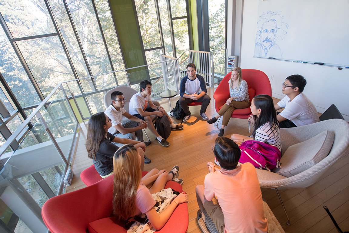 group of students studying