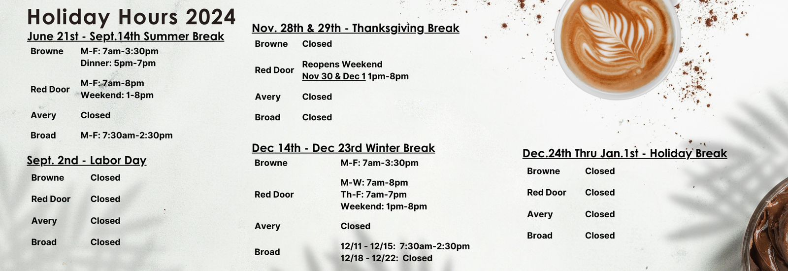 Holiday Hours