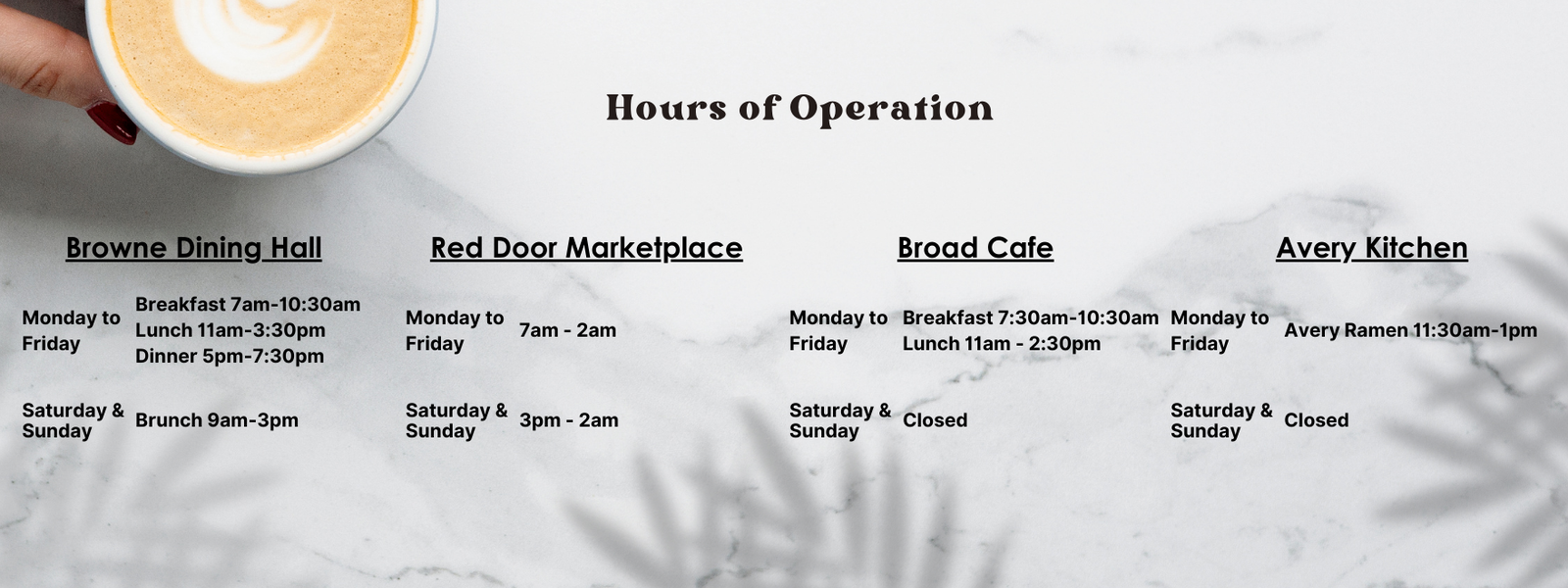 Regular Hours of Operation