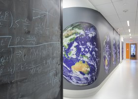 Chalkboard and globe