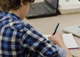 A student studying