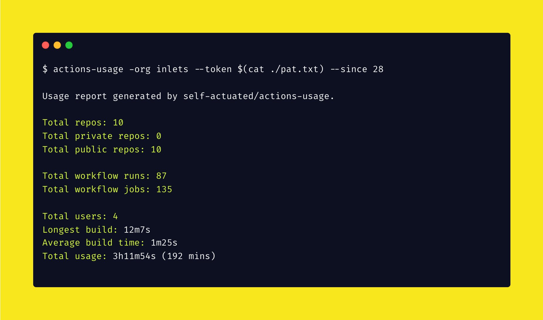 Example console output