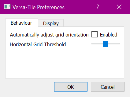 Preferences dialog: Behaviour