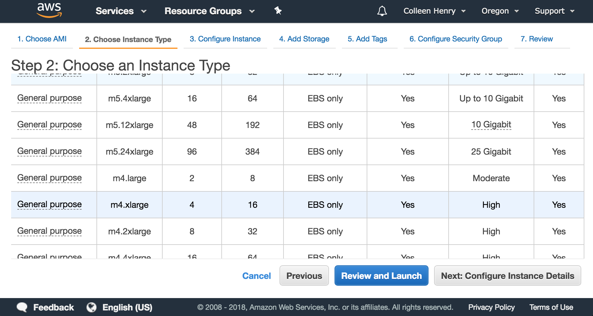 instance type