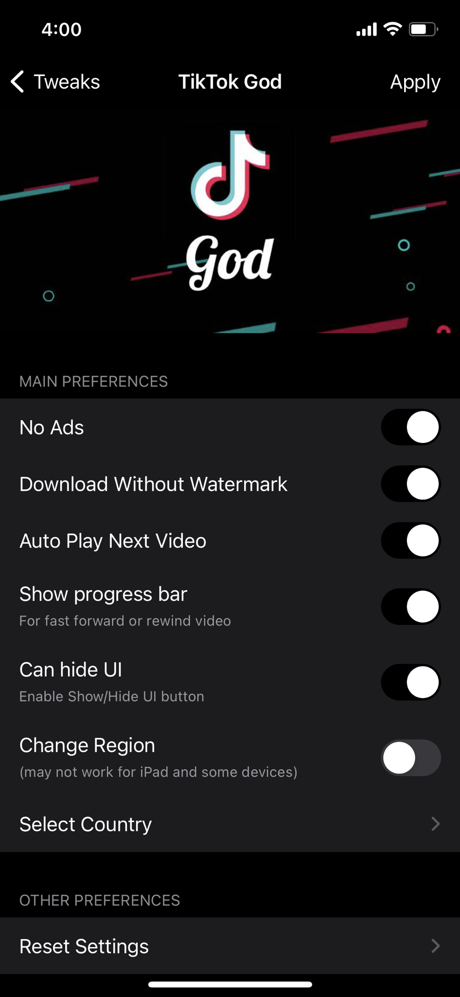 TikTok God Preferences