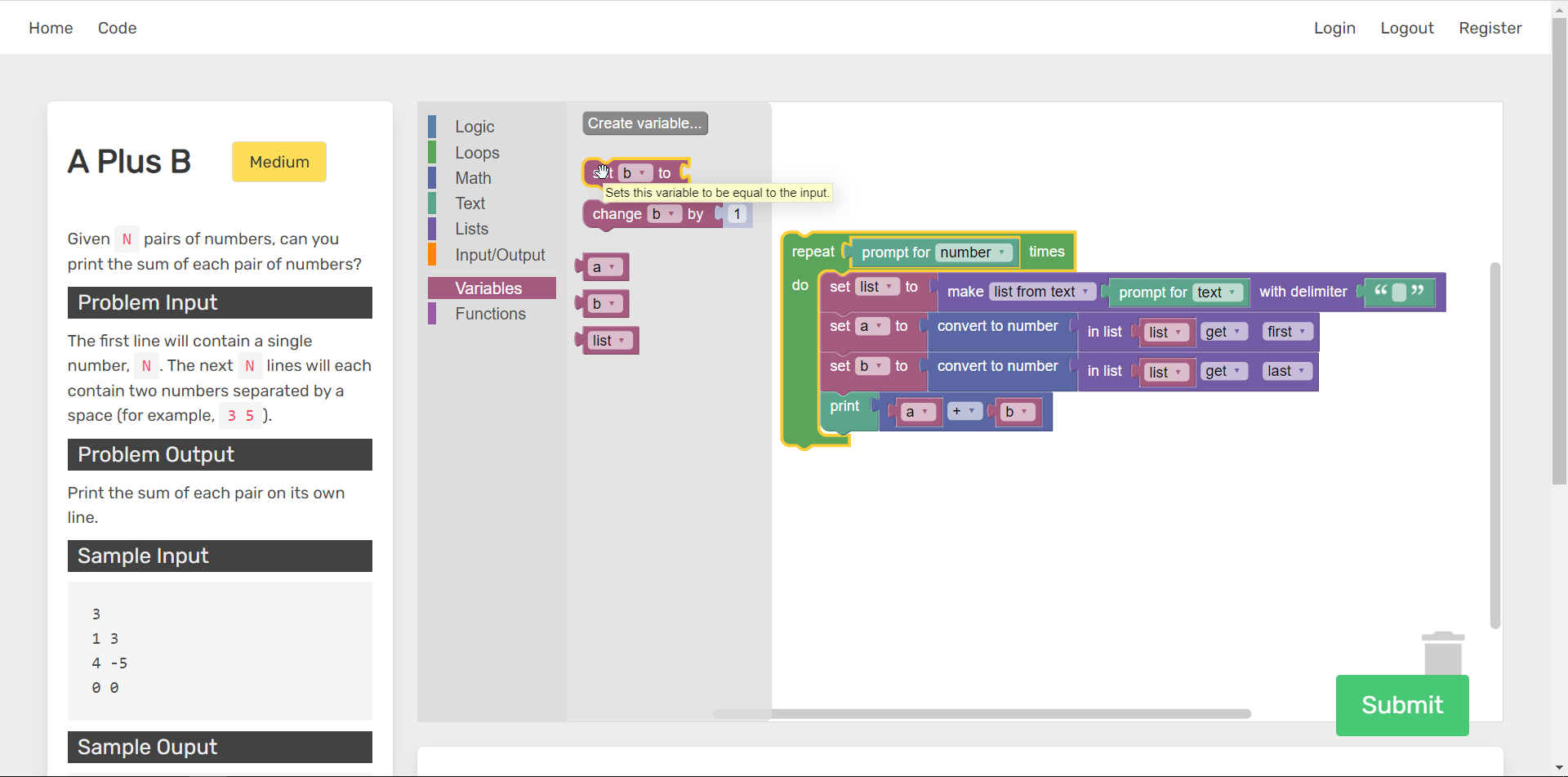 Figure 2. Image of entire judge submission page