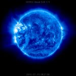 A stylized photograph of the Sun renders it blue.