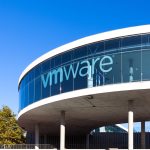 VMware logo on a glass building