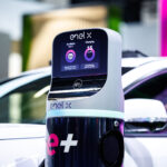 An Enel X charging station is seen at IAA Munich in 2023.