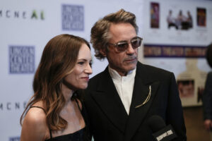 Susan Downey and Robert Downey Jr. attend "McNeal" opening night at Lincoln Center Theater starring Robert Downey Jr. on September 30, 2024 in New York City.