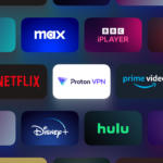 Proton VPN icon in the midst of other Apple TV app icons, like Netflix, Hulu, Max, and Disney+