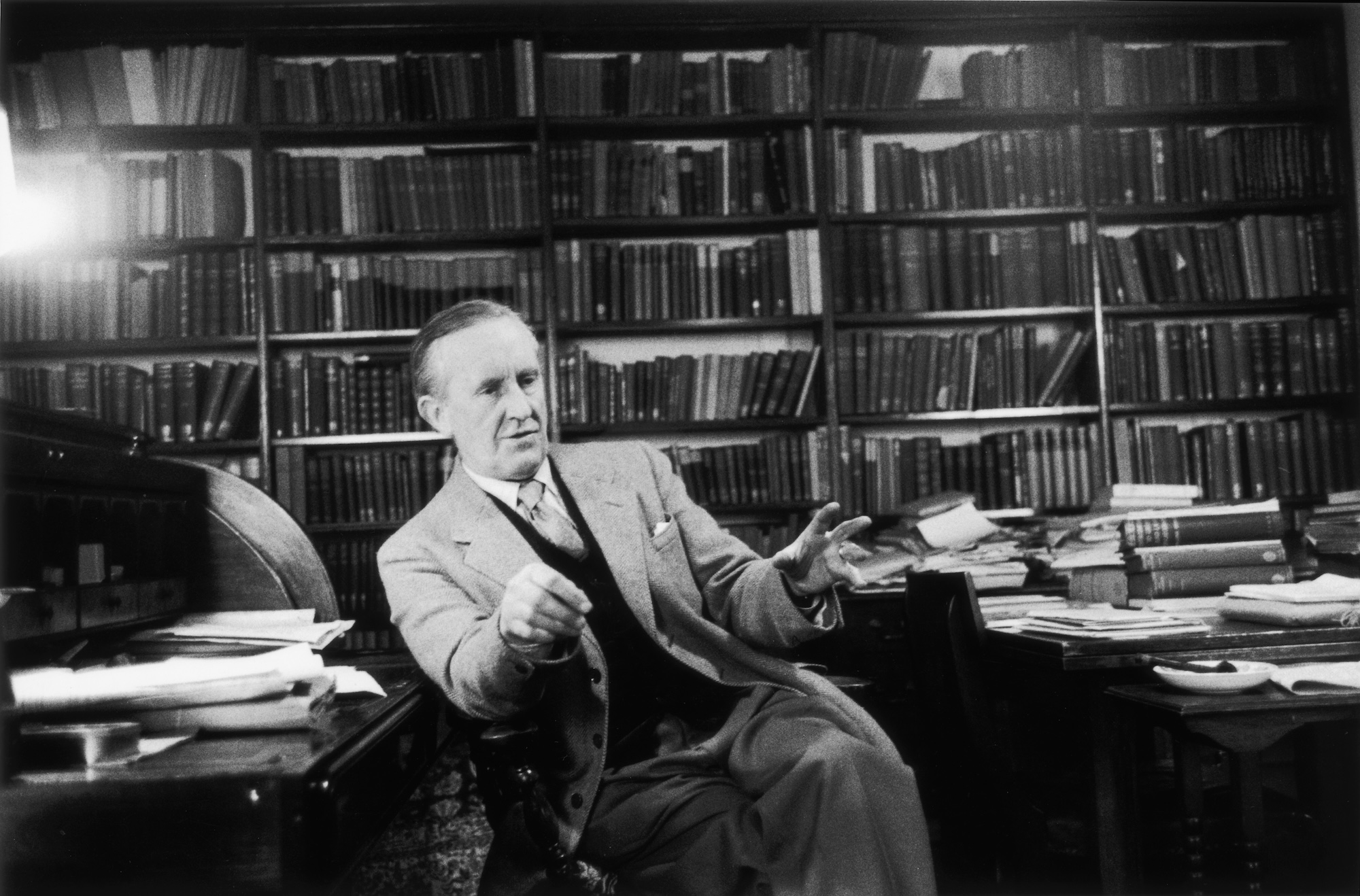 Photo of Tolkien in his office.