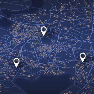 Illustration of pins on a map to represent location tracking.