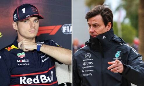 Toto Wolff Max Verstappen George Russell Mercedes