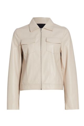 Elie Tahari Zinc Vegan Leather Zip Up Jacket