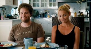 seth rogen and katherine heigl sit at a breakfast table in Knocked Up