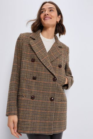 Houndstooth Wool Tweed Kensington Coat