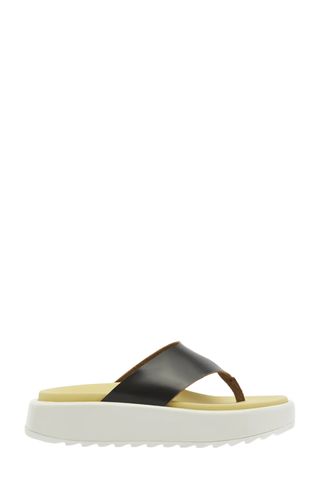 Plan C Fussbet Leather Flatform Thong Sandals