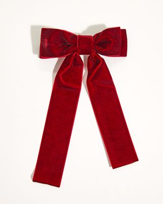 Red Velvet Bow Hair Barrette