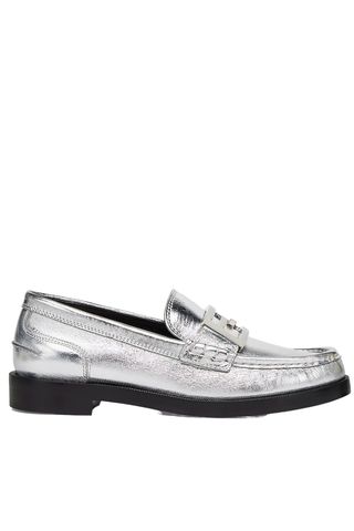 Fendi Baguette Metallic Leather Loafers