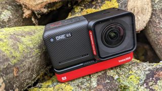 Insta 360 One RS action camera on a rock