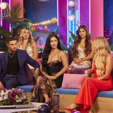 (l-r) JaNa Craig, Daia McGhee, Miguel Harichi, Andrea Cormona, Leah Kateb, Daniela Ortiz Rivera, Ariana Madix in 'Love Island USA' season 6 reunion