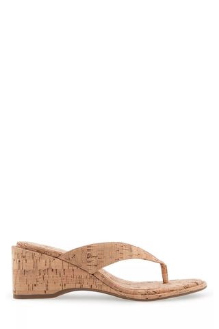 Aerosoles cork Nero Wedge Flip Flop Sandals on white background