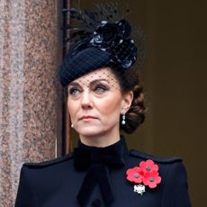 Catherine, Princess of Wales attends the annual National Service of Remembrance at The Cenotaph on November 10, 2024 in London, England. 