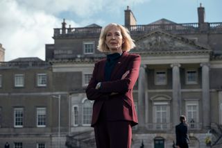 Allison Janney, standing in front of a British estate, in 'The Diplomat' season 2