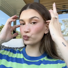 Hailey Bieber revealed Rhodes' first lip liner in a video on TikTok.