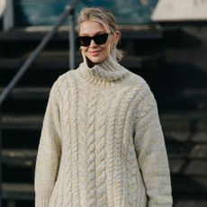 Woman wearing cashmere sweater