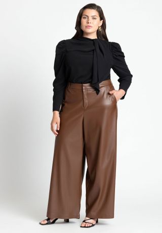 Wide Leg Faux Leather Pant