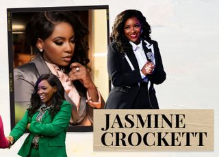 Collage of Jasmine Crockett, Text Reads 'Jasmine Crockett"