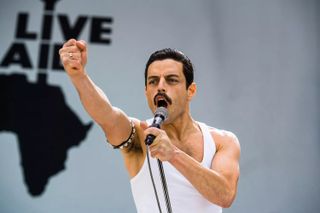 Rami Malek wears a white tank in 'Bohemian Rhapsody'