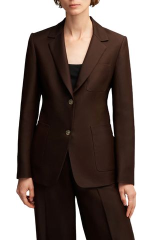 Weekend Blazer in Structured Viscose Twill | Chocolate