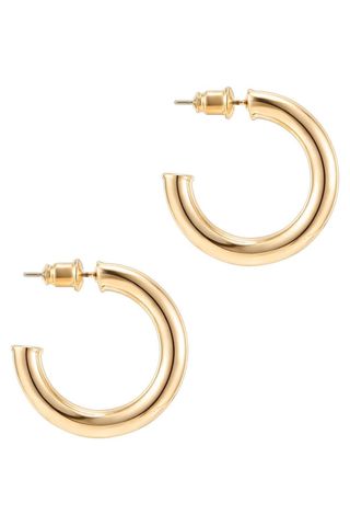 PAVOI 14K Gold Colored Lightweight Chunky Open Hoops